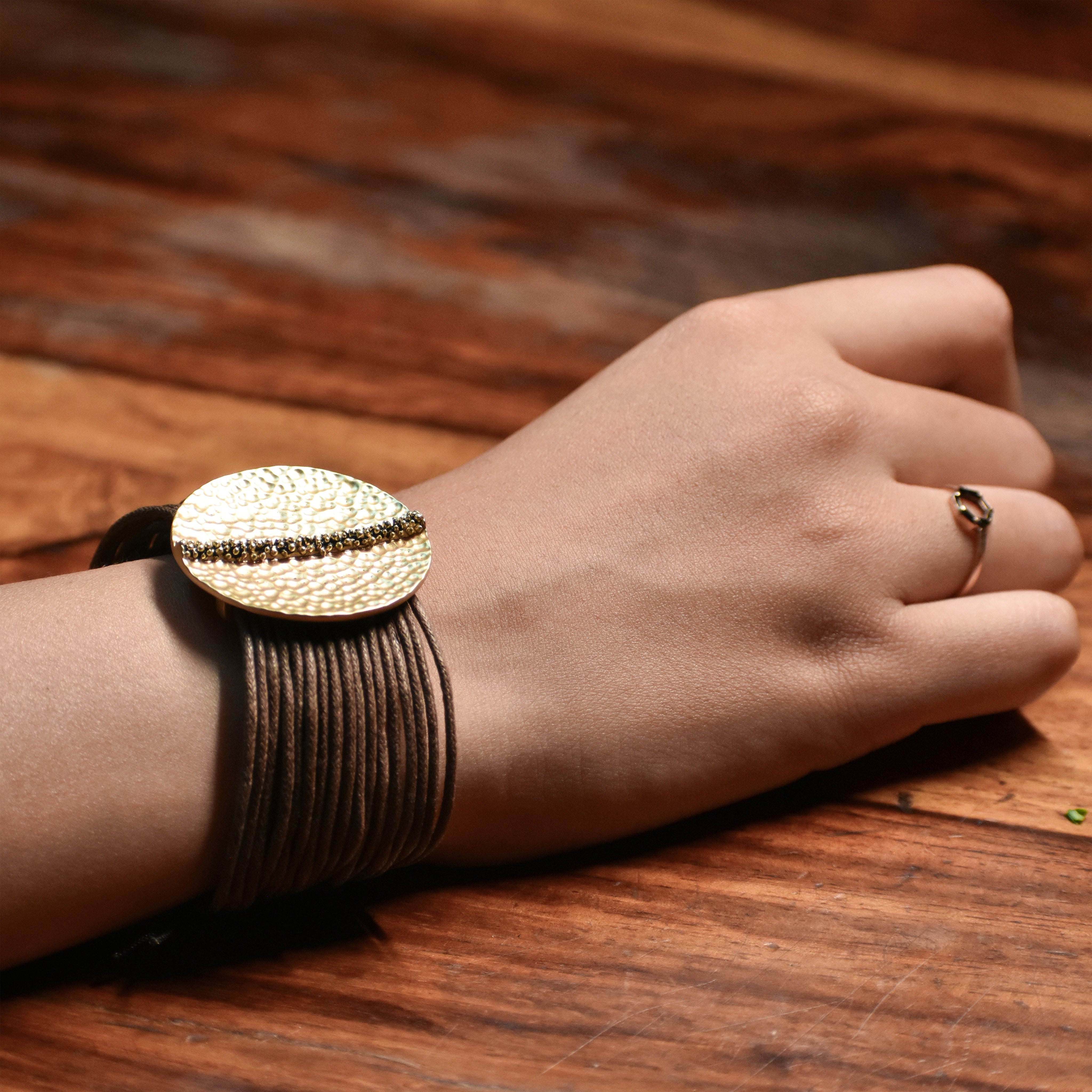 Gold Coin Cord Bracelet