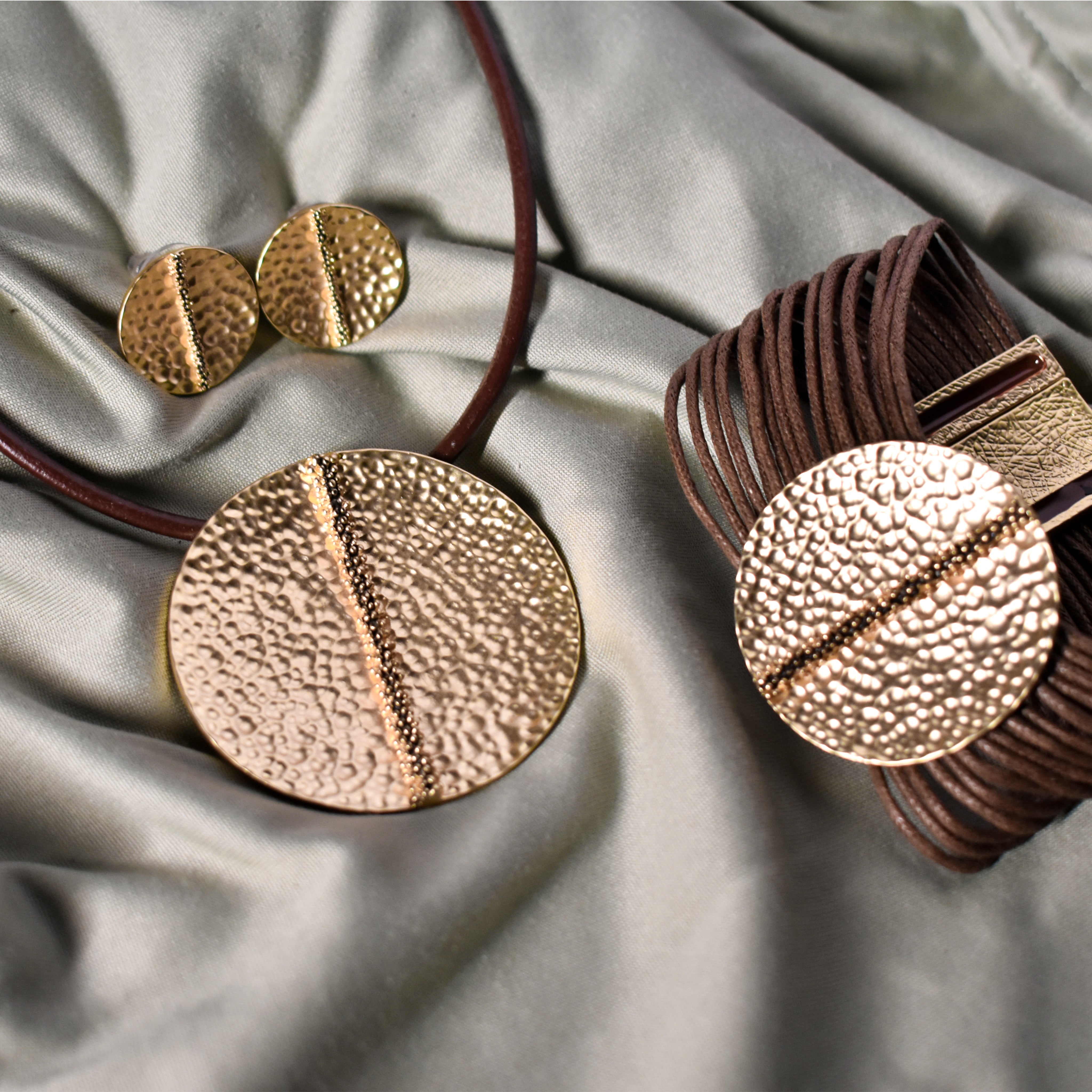 Gold Colour Coin Leather Necklace