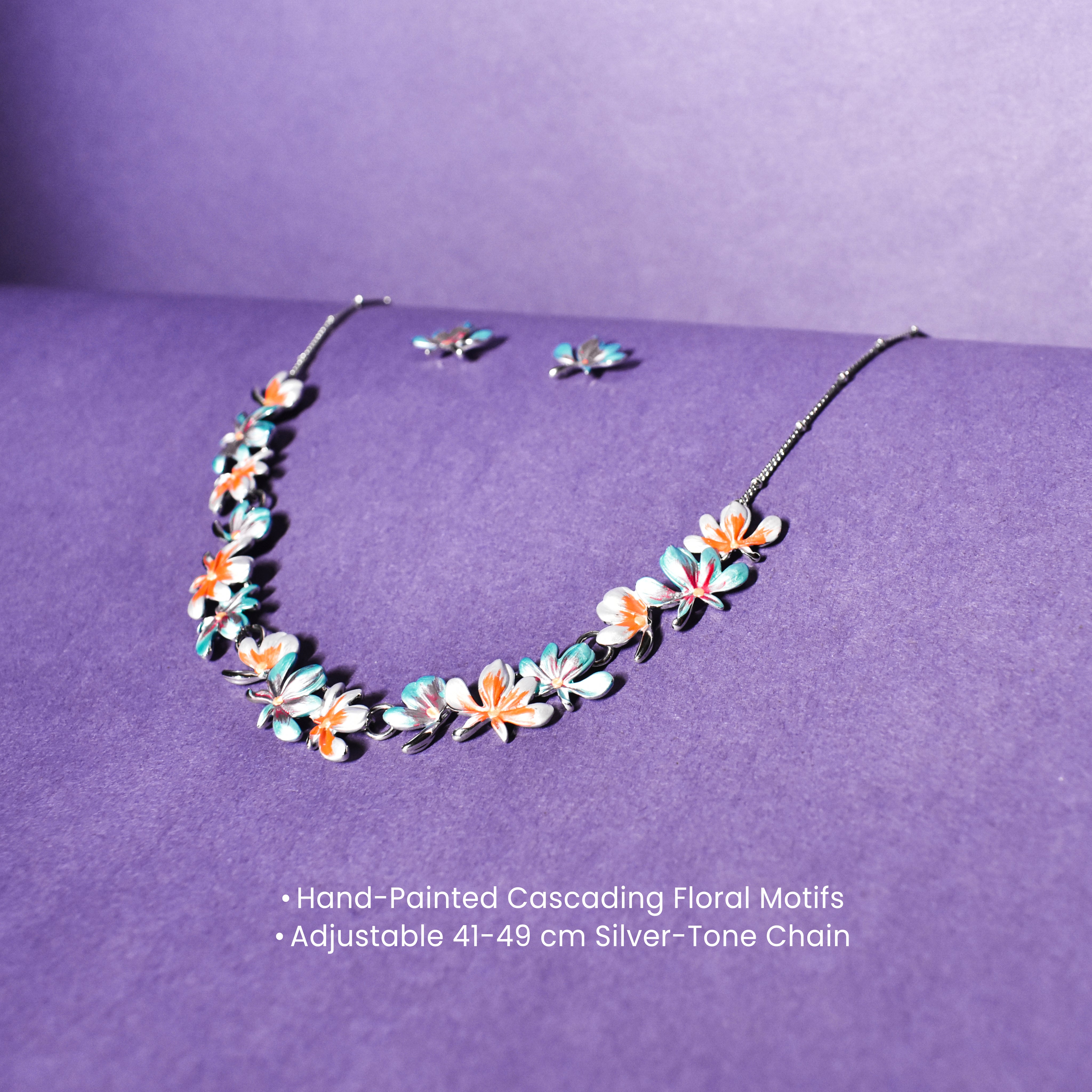 Silver Petal Cascade Necklace