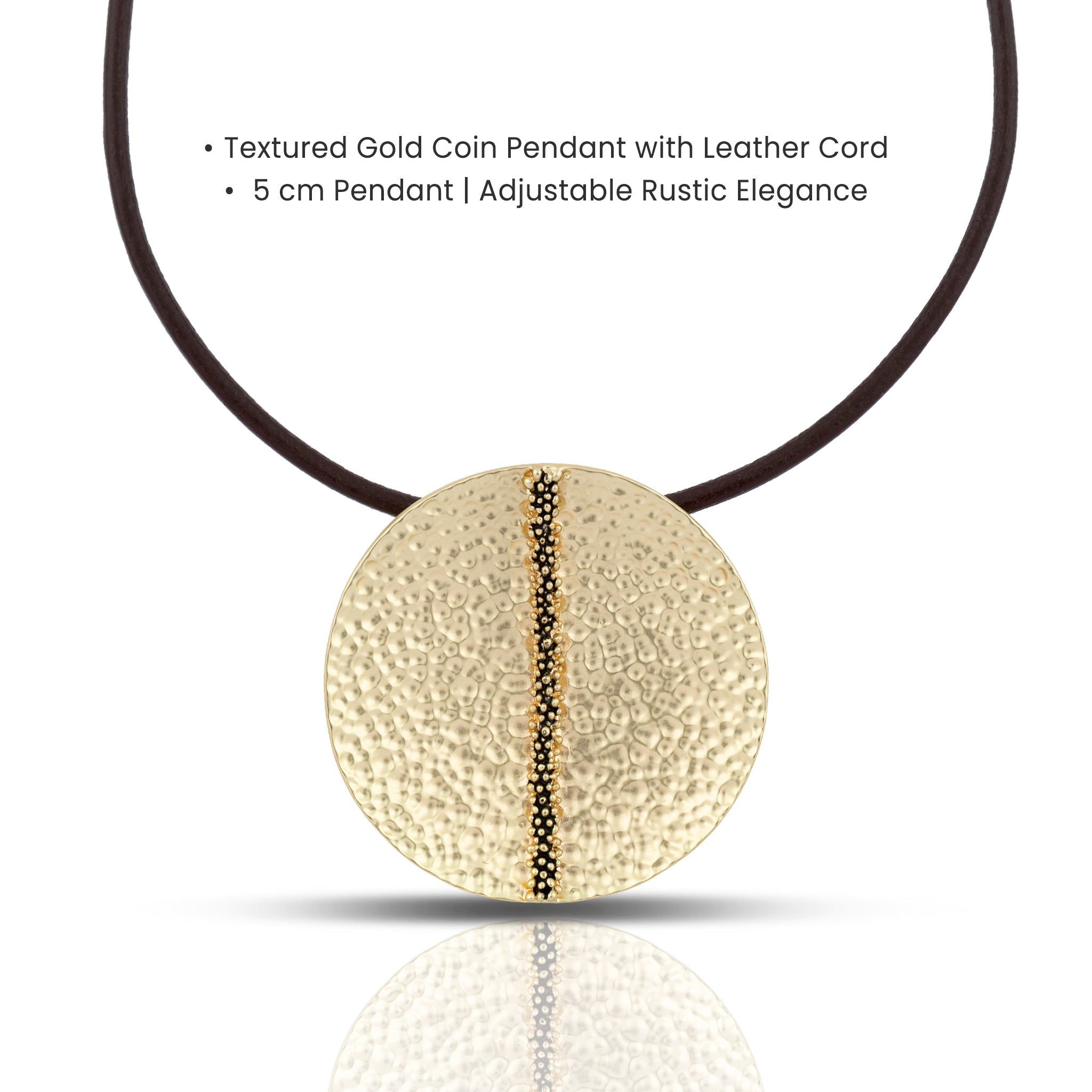 Gold Colour Coin Leather Necklace