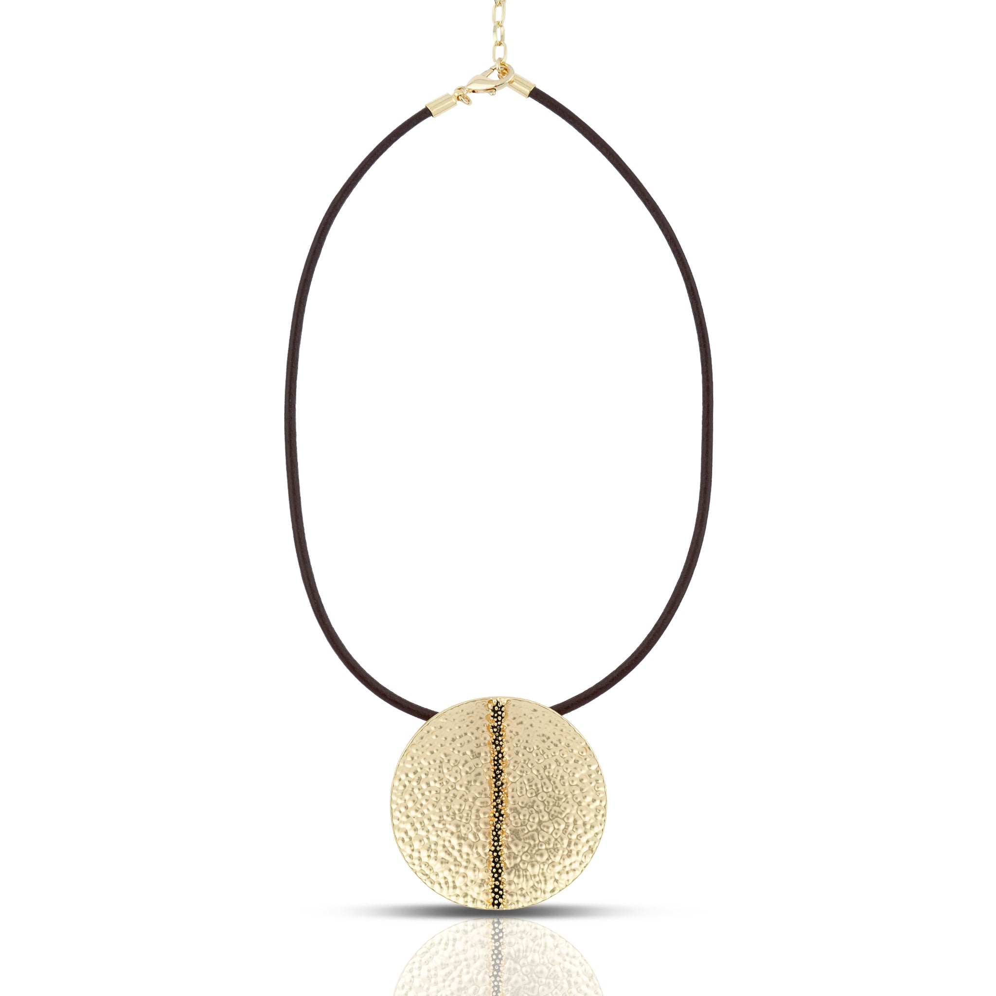 Gold Colour Coin Leather Necklace