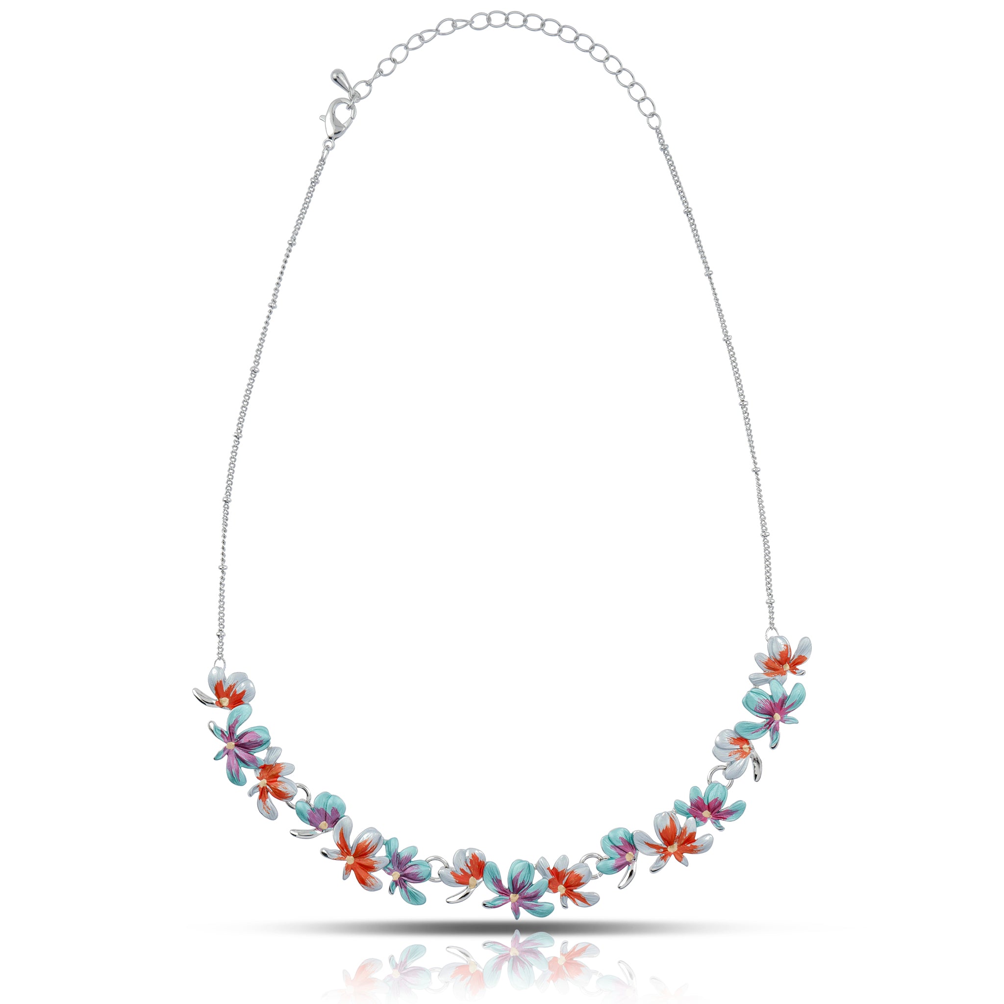 Silver Petal Cascade Necklace